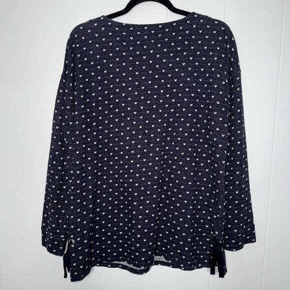 T By Talbots Women’s Heart Print Knit Sweater Blue Size Large - Picture 2 of 6
